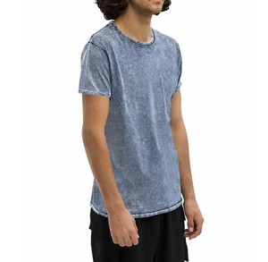 Camiseta de algodón de punto de manga corta con cuello redondo para hombre, azul vaquero lavado, corte regular, color liso, OEM ODM, novedad 2026 - Product Image 3