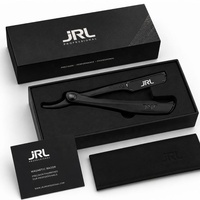 Ciseaux de luxe JRL noirs en acier inoxydable magnétique à bord droit avec pointe de lame affûtée pour usage professionnel par les coiffeurs