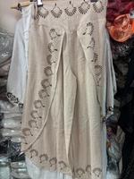 Robe tunique beige sans manches pour femme avec imprimé tribal triangulaire noir, style bohème ethnique décontracté