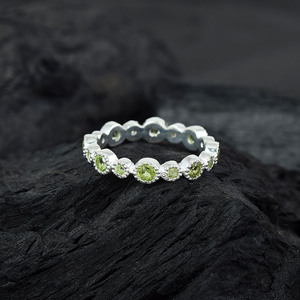 Anillo de Plata de Ley S925 100% Pura con Piedras Preciosas de Peridoto Natural de Buena Calidad, Nueva Colección, Anillo Delicado de Moda, Joyería Fina - Product Image 2