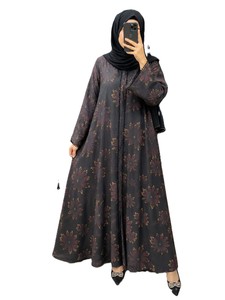 Hermosa Abaya Estampada para Adultos con Elegante Encaje Hecho a Mano para Oración Musulmana, Eid, Ramadán, Estilo Vintage Dubái - Product Image 2