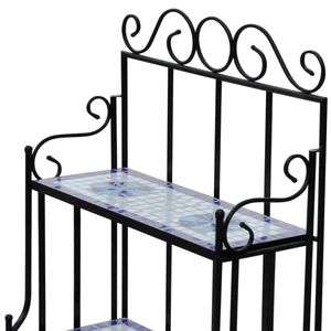 Espositore per piante con motivo a mosaico bianco blu per ornamenti da giardino - Product Image 4