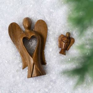 Centro de Mesa de Ángel de Madera Pulida, Decoración Artística de Ángel para Dormitorio, Estante y Mejora del Espacio de Estar - Product Image 1