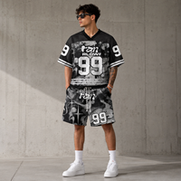 Ensemble short et maillot en mesh surdimensionné personnalisé, haute qualité, respirant, streetwear, ensemble de survêtement d'été unisexe, athlétique premium, deux pièces