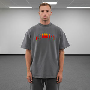 T-shirts Homme Oversize Streetwear en Gros 100% Coton Écologique Uni Hip Hop Épaules Tombantes Logo Imprimé DTF Personnalisé - Product Image 4