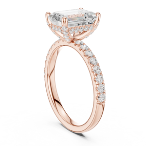 Anillo de Compromiso Art Deco con Moissanita Esmeralda Deslumbrante Vinson Project, con Incrustaciones de Piedras Laterales, Chapado en Oro de 18K, Anillo de Acero Inoxidable - Product Image 3