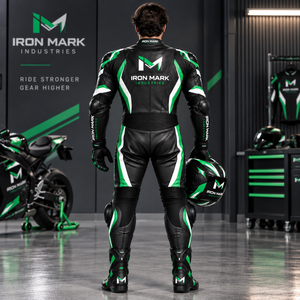 ชุดแข่งรถมอเตอร์ไซค์หนังแขนยาวสำหรับผู้ชาย IRON MARK INDUSTRIES กันน้ำ ระบายอากาศได้ดี ป้องกันการกระแทก น้ำหนัก 220 กรัม พิมพ์ลายโลโก้ด้วยเลเซอร์ - Product Image 4