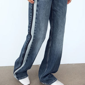 High Quality Casual & Street Wear Tie Waist <b>Baggy</b> <b>Jeans</b> for <b>Women</b> Factory Rate Mid-Rise Light Washed Denim Pants for <b>Women</b> - Product Image 4