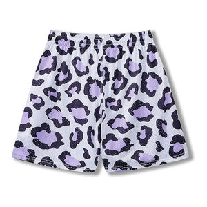 Shorts de basketball en mesh pour hommes, personnalisables avec logo, imprimé léopard violet, respirants, séchage rapide, pour la gym - Product Image 2