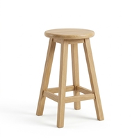 Tabouret de bar rond en teck massif, tabourets de salon, ottomanes, tabouret haut en bois artisanal, sièges d'appoint, meubles de décoration intérieure