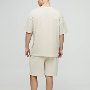 Ensemble deux pièces homme grande taille, chemise et short, style streetwear, imprimé logo personnalisé, survêtement décontracté, 100% coton, le plus vendu - Product Image 3