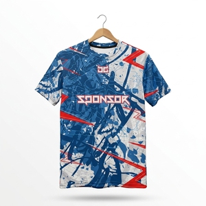 Maillot de sport imprimé par sublimation avec nom du joueur, col rond, manches courtes, polyester respirant, unisexe, vêtements de football, coupe classique - Product Image 1