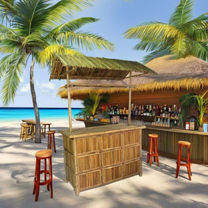 Bamboo Beach <b>Bar</b> Counter Furniture-Water Resistant Eco-Friendly Commercial Use Wood Material Foldable Adjustable Height - Product Image 4