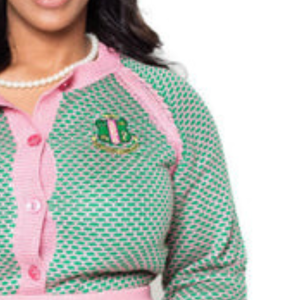 Cárdigan de Punto con Adornos de Perlas Rosas y Verdes para Mujer, Suéter de Manga Larga con Botones al Frente, Elegante, Casual, Bordado Personalizado - Product Image 3