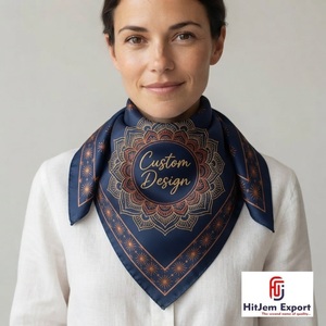 Écharpe carrée de luxe personnalisée imprimée, effet soie, hijab tendance, châle, service de fabrication textile OEM ODM sous marque privée - Product Image 6