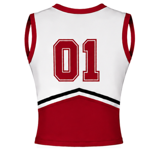 Ensemble d'uniforme de cheerleading rouge, haut sans manches à col en V, jupe plissée, tenue de sport pour équipe athlétique, performance de danse, compétition - Product Image 4