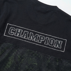 T-shirt de performance en maille noire et vert fluo avec superposition en maille, vente en gros |   Vêtements de sport et streetwear |   Fabricant de vêtements de sport OEM - Product Image 5