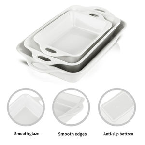 Plat rectangulaire en grès à double poignée, résistant aux éclats, avec couvercle en verre céramique, compatible four et lave-vaisselle, réutilisable - Product Image 4