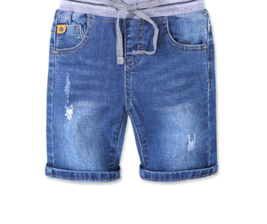 Shorts en jean décontractés pour garçons avec cordon de serrage à la taille, shorts en coton bleu délavé pour l'été - Product Image 2