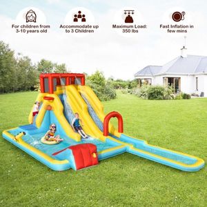 Parc aquatique gonflable à double toboggan avec souffleur d'air 735W, durable et amusant pour tous les âges - Product Image 2