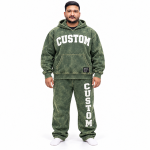 Ensemble de survêtement unisexe imprimé effet vieilli, pantalon décontracté et pull, motif lettres personnalisé, style streetwear, deux pièces assorties - Product Image 2