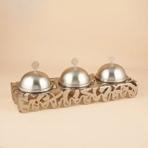 Plateau de service moderne plaqué or de style arabe avec pot, pour décoration de table de Noël, plateau de style Golfe - Product Image 5