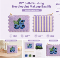 Kit de sac brodé à la main motif fraise, toile en coton premium 13/18 mailles, DIY avec fils ou perles