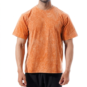 T-shirt pour homme de qualité professionnelle, best-seller, effet délavé, durable, doux, respirant, couleur unie - Product Image 1