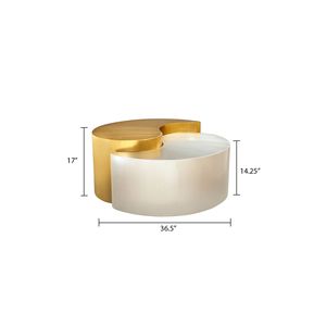 Tavolino da Caffè Moderno e Contemporaneo Ying Yang 2 Pezzi con Struttura in Lamiera d'Oro e Argento - Product Image 5