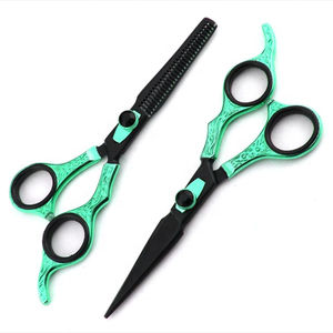 Tijeras de Barbero Profesionales KAAMIR INSTRUMENTS, Hojas de Acero Inoxidable VG10 Afiladas, Mango Mediano Ligero, 32 Dientes - Product Image 1