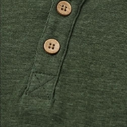 T-shirt Henley à manches longues 3 boutons pour homme, en jersey de coton épais, coupe ajustée, décontracté, haute qualité - Product Image 4