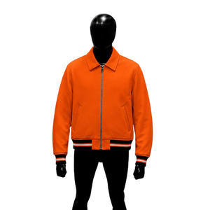 Veste zippée orange PREMIUM, veste zippée classique, veste de style universitaire tendance, fermeture éclair, col rabattu, couleur unie, polyester - Product Image 1