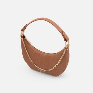 Luxury Organic Leather Suede-Look Neoprene Crossbody Casual <b>Handbag</b> <b>Chain</b> Strap Lightweight Durable Mini Clutch Shape ZIP - Product Image 3