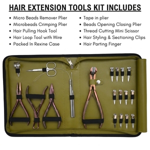 Wholesale Salon Hair Extension Tools <b>Set</b> Micro Ring Removal Plier Nano Bead Crimper Bead Opener Closer Tool Hair Parting Finger - Product Image 2