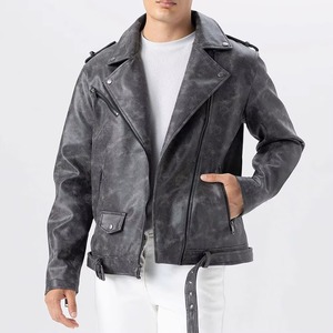 Classic Black Leather <b>Jacket</b> <b>Men</b> Cafe <b>Racer</b> Style Genuine Cowhide Band Collar Zipper Pockets Fashion Outerwear OEM Supplier - Product Image 6
