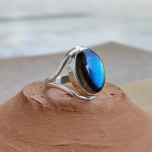 Bague en labradorite bleu feu naturel, argent sterling 925, bijou en pierre précieuse labradorite, bague de mariage, cadeau pour filles et femmes - Product Image 5