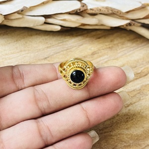 Latest Design Black Onyx <b>Rings</b> Boho Tribal Silver Eye Certified Brass Jewelry Women 18k <b>Gold</b> Plated Filigree <b>Cocktail</b> - Product Image 6