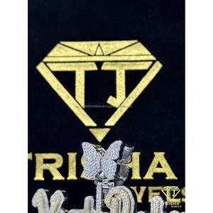 Personalized Butterfly <b>Name</b> <b>Plate</b> Pendant Vonta Baby VVS Lab Grown Diamond 925 Sterling Silver Luxury Jewelry By Trisha Jewels - Product Image 2