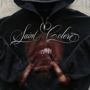 Sweat-shirt à capuche zippé intégral coupe décontractée en mélange de coton doux et confortable, idéal pour le streetwear décontracté - Product Image 3