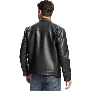 Chaqueta de Cuero Casual para Hombre, Nueva Llegada, Cuero Genuino, Tela de Lona, Cuello Alto, Cierre de Cremallera, Transpirable y Ecológica - Product Image 2