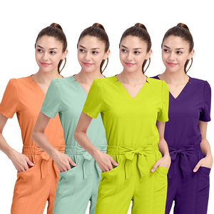 <b>Doctor</b> Nurse Medical Scrub Uniform <b>Set</b> with V Neck Top and Elastic Waist Pants Comfortable Hospital Nursing Scrubs Wholesale - Product Image 3