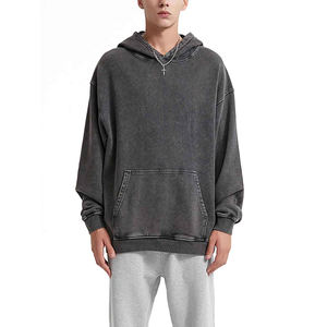 Sudadera con Capucha para Hombre, Lavado Ácido, Algodón Suave, Antiarrugas, Antipilling, Secado Rápido, Transpirable, Teñido Liso, Color Sólido, Otoño - Product Image 1