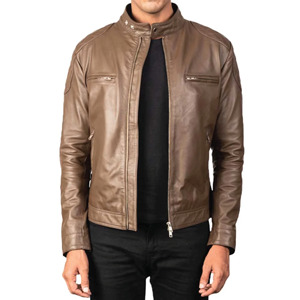 Chaquetas de Cuero de Cabra Desgastado para Hombre, Estilo Motero Vintage, Cuero Genuino, Prenda Exterior Duradera y Elegante, Tendencia - Product Image 1