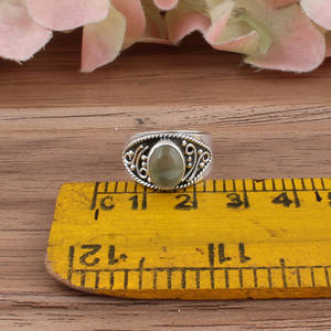 Bague en préhnite naturelle, argent sterling 925, délicate, minimaliste, pierre précieuse bleue scintillante, pour femmes, bijoux faits à la main, vente en gros - Product Image 4