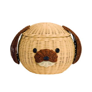 Hot Selling Dog Shape Rattan Kids Room Storage <b>Basket</b> Lovely Animal <b>Wicker</b> Container Box Toddler Bedroom Decor Wholesale - Product Image 1