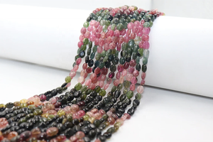 100% cuentas de forma ovalada suave de turmalina múltiple Natural 4*6MM hebras lisas cuentas de turmalina para la fabricación de joyas - Product Image 3