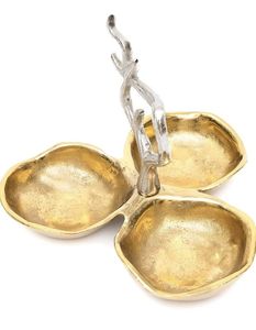 Eco-Friendly Stainless Steel Serving Bowl Golden Leaf Accents Handmade <b>Mirror</b> Polished Classic Design Kitchenware Decor - Product Image 5