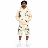 Ensemble sweat à capuche et short déchiré personnalisé pour homme, survêtement streetwear en coton oversize, marque privée, fabricant OEM