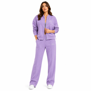 Ensemble de survêtement premium décontracté pour femme, deux pièces : veste zippée intégrale et pantalon à taille élastique coupe ample – Vente en gros Fabricant - Product Image 5