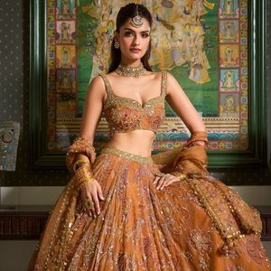 Ensemble Lehenga Choli en Soie Taby Premium avec Broderies, Paillettes, Véritable Travail Miroir et Dupatta Cancan Lourd – Tenue de Cérémonie - Product Image 3